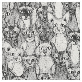 ただのスフィンクス·キャッツ·白黒 ファブリック