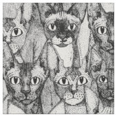 ただのスフィンクス·キャッツ·白黒 ファブリック (クローズアップ)