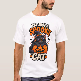 ただのスプーキーなネコです ハロウィン 黒猫 Tシャツ