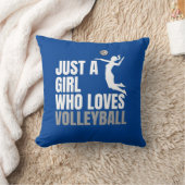 ただのバレーボールが好きな女の子 かわいい おしゃれなブルー クッション (ブランケット)