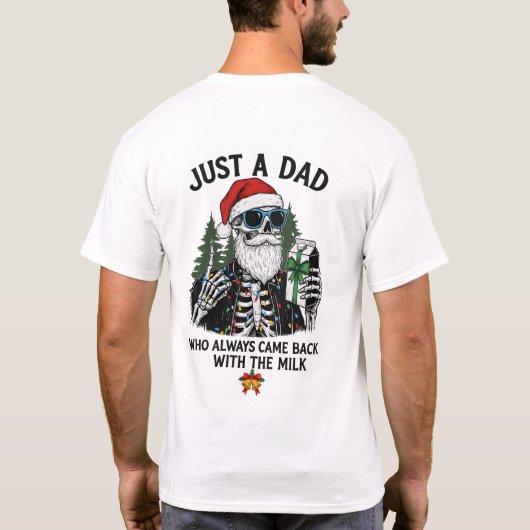 "ただのパパ" おもしろクリスマススケルトン Tシャツ (裏面)