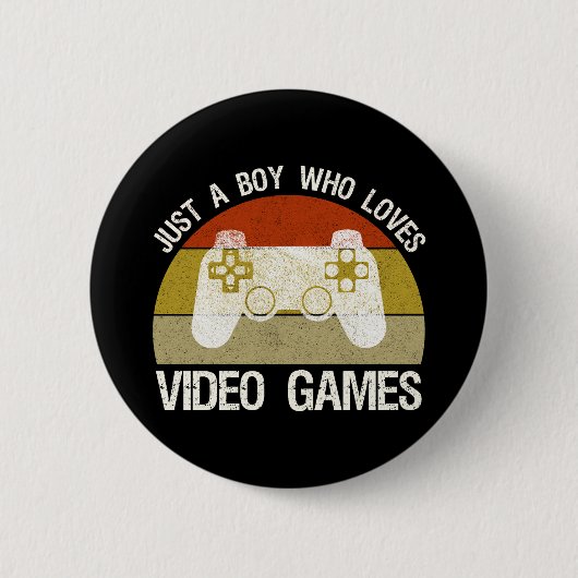 ただのビデオゲーム好きな少年 缶バッジ (正面)
