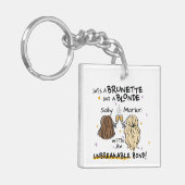 ただのブルネットとブロンドの名前をカスタムするキーチェーン キーホルダー (正面左)