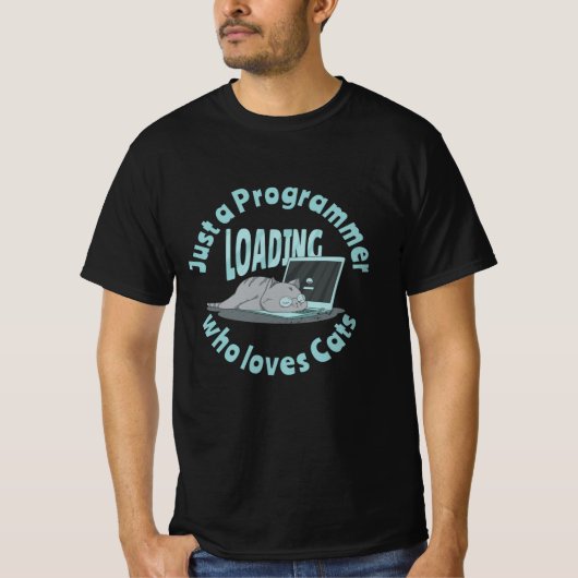 ただのプログラマーが猫を愛する Tシャツ (正面)