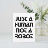 ただの人間、ロボットじゃない タイポグラフィ ポストカード (スタンド正面)