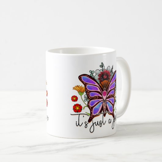 ただの位相バタフライ感動的引用文 コーヒーマグカップ (正面右)