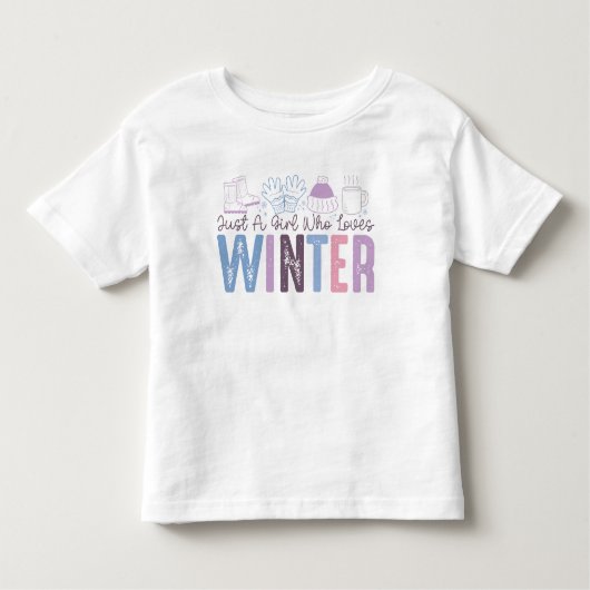 ただの冬が好きな女の子のキュートな季節デザイン トドラーTシャツ (正面)