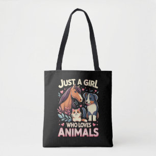 ただの動物好きな女の子 動物が大好きな人へ トートバッグ