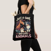 ただの動物好きな女の子 動物が大好きな人へ トートバッグ (クローズアップ)