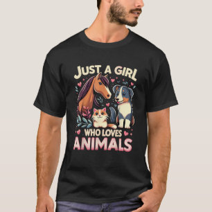 ただの動物好きな女の子 動物が大好きな人へ Tシャツ