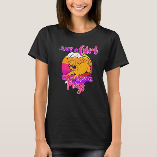 ただの女の子がパグ好き可愛いギール Tシャツ (正面)