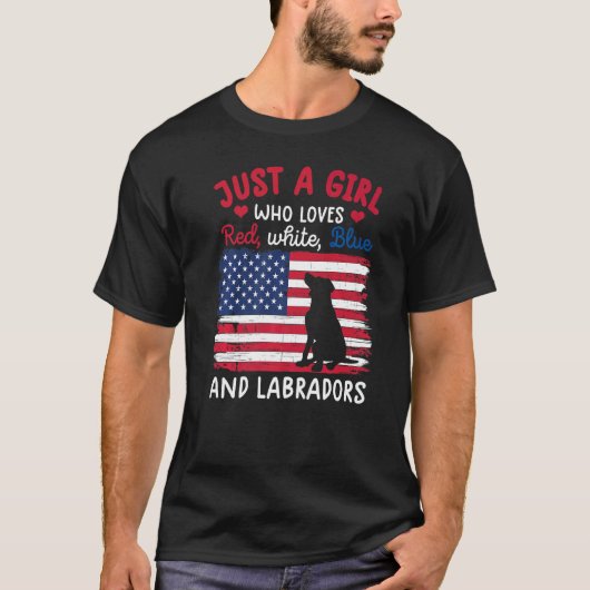 ただの女の子が大好き赤白青ラブラドールRet Tシャツ (正面)