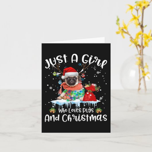 ただの女の子で、パグやクリスマスの醜さを愛している カード (黄色い花)