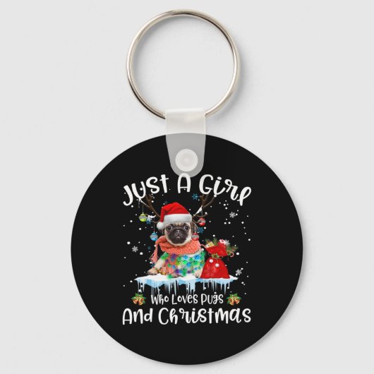 ただの女の子で、パグやクリスマスの醜さを愛している キーホルダー (正面)