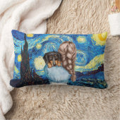 ただの女の子と彼女のダックスシュントの星の下ピル ランバークッション (ブランケット)
