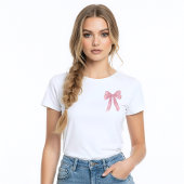 ただの女の子ピンクコケットリボンのテーマ Tシャツ