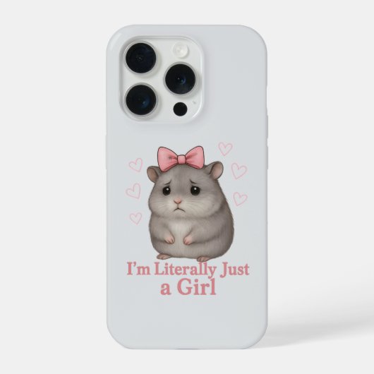 ただの女の子、悲しいハムスター、面白い女の子デザイン iPhoneケース (裏面)