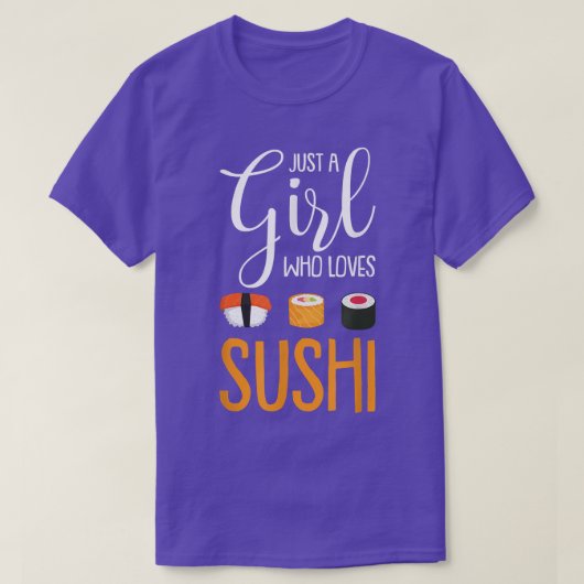 ただの寿司が好きな女の子 面白いアジア料理好き Tシャツ (デザイン正面)