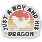 ただの少年とドラゴン爬虫類愛引用文 シール (正面)