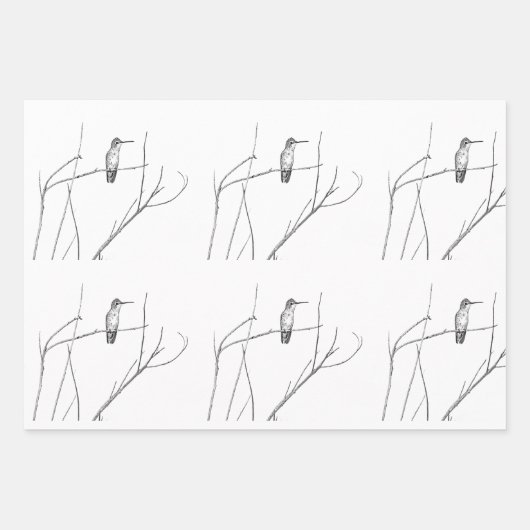 ただの棒に止まったスズメハチドリ ラッピングペーパーシート (正面2)