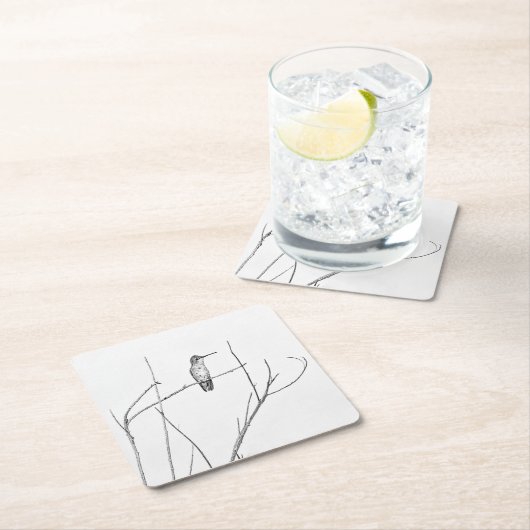 ただの棒の上の蜂雀 スクエアペーパーコースター (インサイチュ)