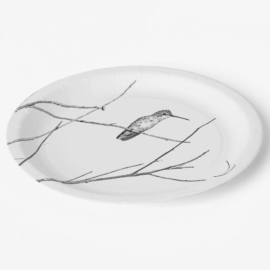 ただの棒の上の蜂雀 ペーパープレート (アングル)