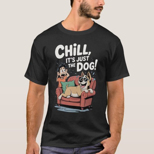 ただの犬だから気にしないで 面白い犬のオーナー カートゥーン Tシャツ (正面)