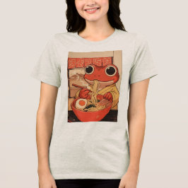「ただの理由で」ラーメンを食べるかわいいカエル ギフト トライブレンドTシャツ