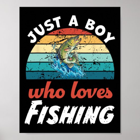 ただの男の子で魚釣りキッズ魚釣り男の子 ポスター (正面)