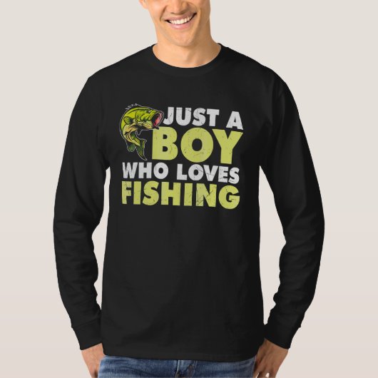 ただの男の子で魚釣り魚釣り Tシャツ (正面)