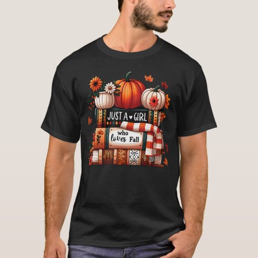 ただの秋と本が好きな女の子 コ Tシャツ (正面)