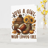 ただの秋のサッカーとひまわりが好きな女の子 カード (黄色い花)