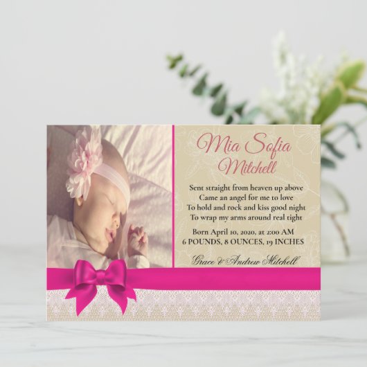 ただの美しい女の子の誕生発表 招待状 (スタンド正面)