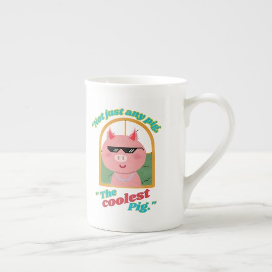 ただの豚じゃない、最もクールな豚 ボーンチャイナマグカップ (右)