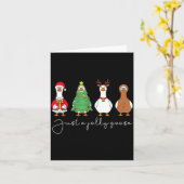 ただの陽気でかわいいアヒル 面白い楽しいアヒルのクリスマス・ジョーク・クリス カード (黄色い花)