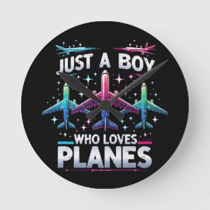 ただの飛行機好きの少年 ラウンド壁時計