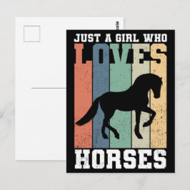 ただの馬が好きな女の子 | レトロ ビンテージ 馬 ポストカード