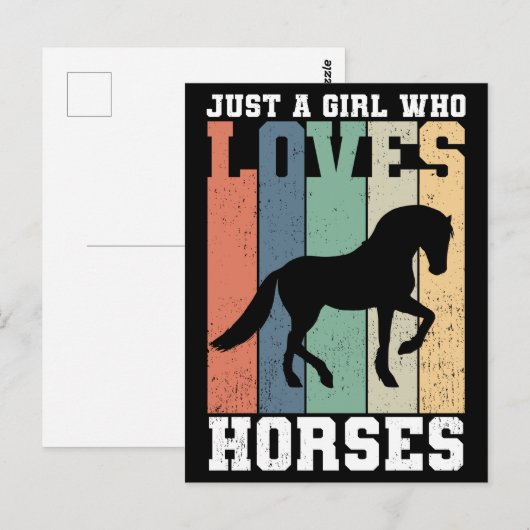 ただの馬が好きな女の子 | レトロ ビンテージ 馬 ポストカード (正面/裏面)