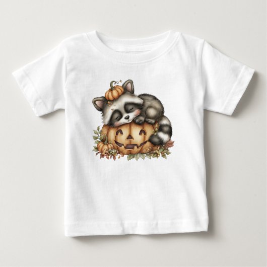 ただぶらぶらと、眠たげなアライグマ ベビーTシャツ (正面)