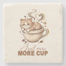 ただもう一杯 面白い猫 コーヒー 大理石 コースター
