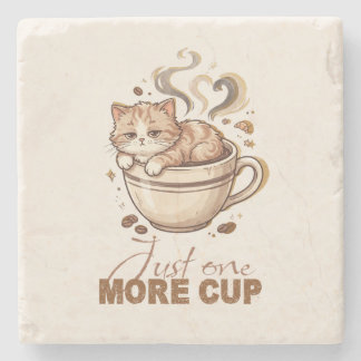 ただもう一杯 面白い猫 コーヒー 大理石 コースター