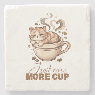 ただもう一杯 面白い猫 コーヒー 大理石 コースター
