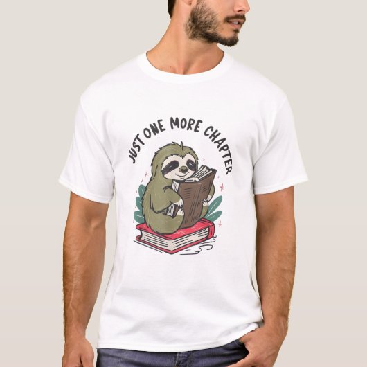 ただもう１章ね 可愛いナマケモノの本の虫Tシャツ Tシャツ (正面)