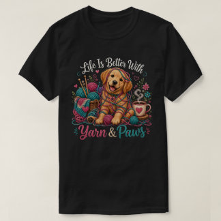 ただもう1段 編み物をする猫 – あったかニット＆手仕事 Tシャツ