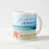ただパーソナライズされたビーチで呼吸する ジャンボコーヒーマグカップ (正面右)