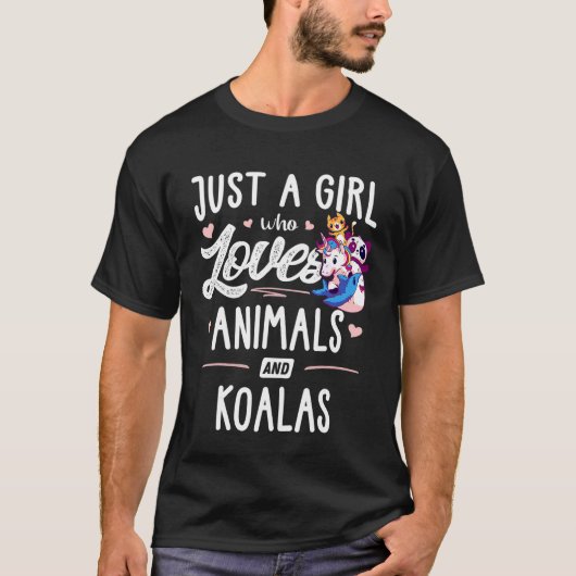 ただ動物とコアラが好きな女の子 女性 Tシャツ (正面)
