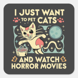ただ猫をなでてホラー映画を見たい スクエアシール