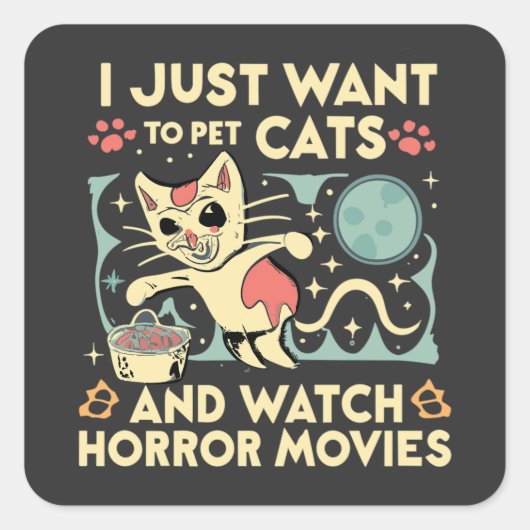 ただ猫をなでてホラー映画を見たい スクエアシール (正面)