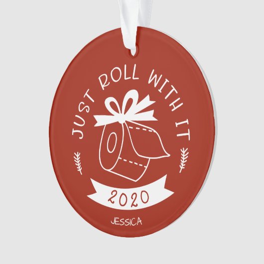 ただ転がクリスマスをおもしろい祝って オーナメント (正面)