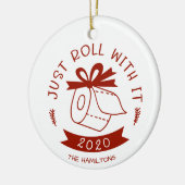ただ転がクリスマスをおもしろい祝って セラミックオーナメント (左)